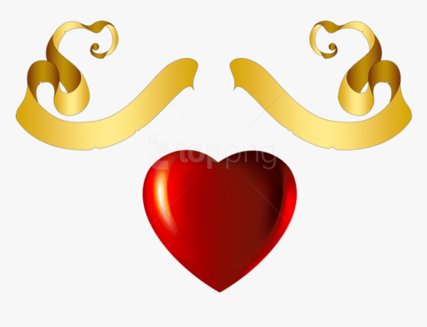 Heart Banner Png - Gold Heart Vector Png, Transparent Png, Free Download