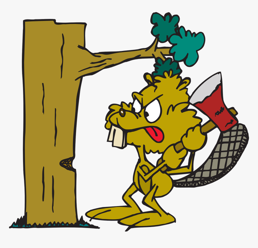 Beaver Angry Tree Free Picture - Cartoon Cutting Down A Tree, HD Png Download, Free Download