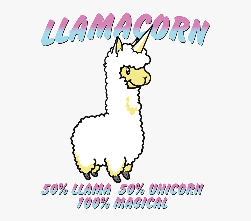 Llamacorn 50% Llama 50% Unicorn, 100% Magic Stock Transfer - Unicorn Llama Clipart, HD Png Download, Free Download