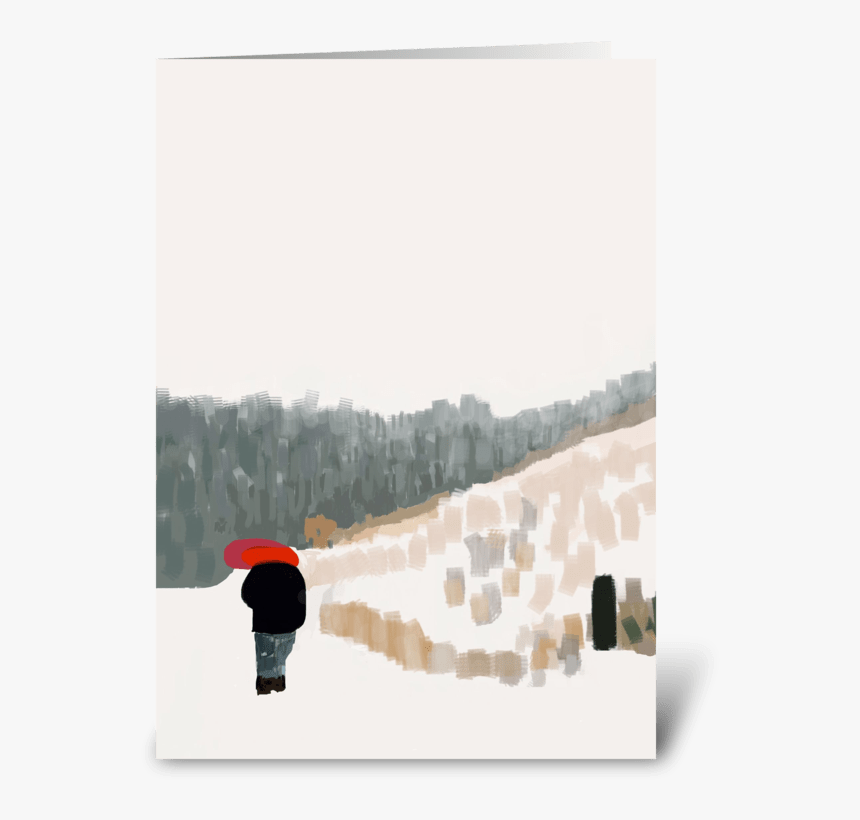 Red Umbrella In The Snow Greeting Card - Snow, HD Png Download, Free Download