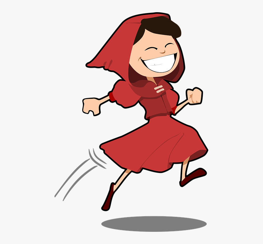 Black Hair, Cartoon, Cheer, Cheerful, Closed Eyes, - Little Red Riding Hood Cartoon Transparent, HD Png Download, Free Download