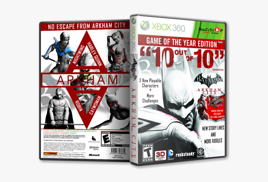 Batman Arkham City Game Of The Year Edition Box Cover Batman Arkham City Game Of The Year Edition Box Art Hd Png Download Kindpng