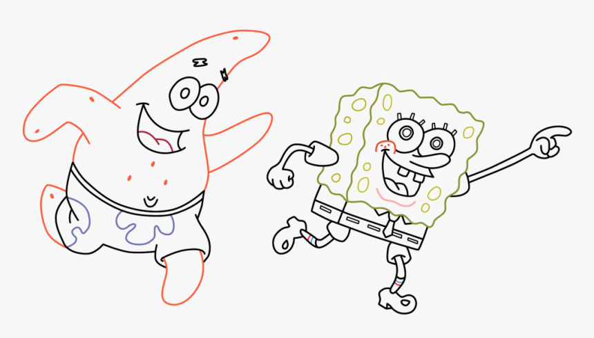 Spongebob Patrick Lineart - Cartoon, HD Png Download, Free Download